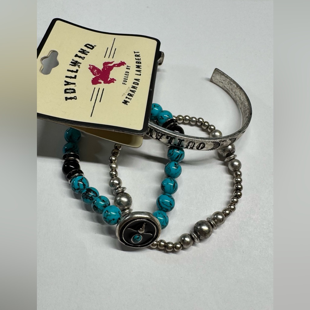 Idyllwind Turquoise And Silver Beaded Bracelet Trio